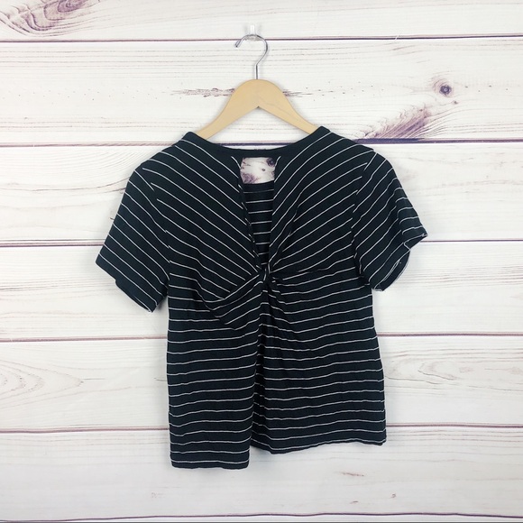 BP Black Striped Twisted Back Casual Tee Sz XS - Picture 4 of 6